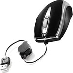 Ficha técnica e caractérísticas do produto Mouse USB Retrátil Retrátil Preto - C3Tech
