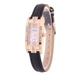 Ficha técnica e caractérísticas do produto Mulheres Simples Retângulo Shimmer Cristal Assista Couro Watchband relógio de quartzo Gostar