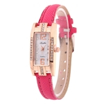 Ficha técnica e caractérísticas do produto Mulheres Simples Retângulo Shimmer Cristal Assista Couro Watchband relógio de quartzo Ladies watch