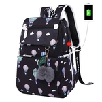 Ficha técnica e caractérísticas do produto Mochila Mulheres USB Backpack Schoolbag Casual moda fuzzy Bola Pendant Backpack