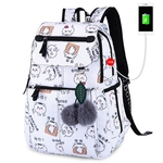 Ficha técnica e caractérísticas do produto Mulheres USB Backpack Schoolbag Casual moda fuzzy Bola Pendant Backpack (quente)