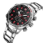 Ficha técnica e caractérísticas do produto Naviforce Men Quartz Digital Assista Calendário Luminous aço inoxidável impermeável relógio de pulso Sports Wristwatch