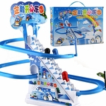 Ficha técnica e caractérísticas do produto Brand New Eletrônico Rail Escadas Inteligência Toy Música dos desenhos animados Electric Slide subir escadas Rail Car Toys