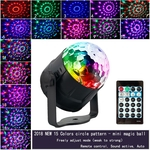 Ficha técnica e caractérísticas do produto LED 15 cores Som ativado Mini Luz Magic Ball com controle remoto Venda quente