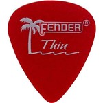 Palheta California Clear Fina Vermelha Fender - Caixa C/ 12 Unidades