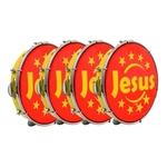 Ficha técnica e caractérísticas do produto Pandeiro 10" ABS Amarelo Pele Jesus Vermelha - Luen - Unidade