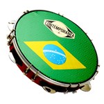 Pandeiro Fórmica 10" Pele Brasil e Aro Vermelho - Contemporânea