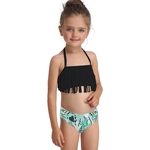 Ficha técnica e caractérísticas do produto 2PCS pai-filho Tassel Swimsuit Set Holiday Beach Outfits Girl clothes