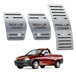Ficha técnica e caractérísticas do produto Pedaleira Chevrolet Pickup Corsa Preto Aço Inox - 3r Acessórios
