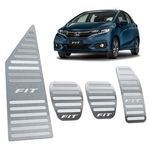 Ficha técnica e caractérísticas do produto Pedaleiras + Descanso Honda Fit 2014/2019 Manual Prata