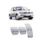 Ficha técnica e caractérísticas do produto Pedaleiras Exclusivas Renault Logan 2007 a 2010 Prata - Jr