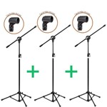 Ficha técnica e caractérísticas do produto 3 Pedestal Suporte Girafa para Microfone + Cachimbos - Vector