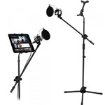 Pedestal,tripé P/microfone Dinâmico C/pop Filter,shock Mount e Suporte P/tablet - Aj Som Acessórios Musicais