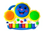Ficha técnica e caractérísticas do produto Pianinho Bebe Brinquedo Infantil Educativo Piano Musical Baby Tambor Colorido Azul - Piano Cow