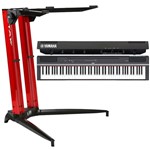 Ficha técnica e caractérísticas do produto Piano Digital Yamaha P125 + Estante Stay 700/01 Vermelha