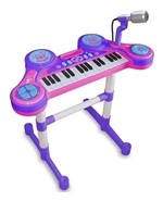Ficha técnica e caractérísticas do produto Piano e Teclado Eletrônico Infantil com Microfone - Unik Toys