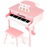 Ficha técnica e caractérísticas do produto Piano Infantil Caudinha - Piano de Cauda de Madeira Pequeno com Banquinho Custom Rosa