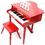 Ficha técnica e caractérísticas do produto Piano Infantil Caudinha - Piano de Cauda de Madeira Pequeno com Banquinho Custom Vermelho