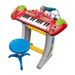 Ficha técnica e caractérísticas do produto Piano Infantil Teclado Instrumento Musical Brinquedo com Microfone Luz e 10 Sons e Ritmos