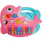 Piano Musica com Animal Golfinho Rosa com Som e Luz Lindo - Ling Huan Toys