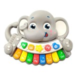 Ficha técnica e caractérísticas do produto Pianinho Educativo Infantil com Luz Músicas Bichos Estimulante Elefante Cinza - Cim Toys