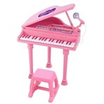 Piano Teclado Infantil Rosa Menina Microfone e Banquinho - Yes Toys