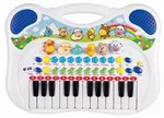 Piano Teclado Musical Infantil Azul Menino Gravador Sons - Braskit