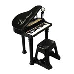 Ficha técnica e caractérísticas do produto Piano Teclado Preto Infantil + Microfone + Banquinho - Mc4213