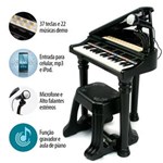 Ficha técnica e caractérísticas do produto Piano Teclado Preto Infantil Microfone Banquinho - MC4213.