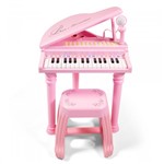 Ficha técnica e caractérísticas do produto Piano Teclado Rosa Infantil + Microfone + Banquinho - Mc4215. - Mega Compras