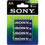 Ficha técnica e caractérísticas do produto Pilha Alcalina Sony AA com 4 AM3L-B4D