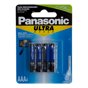 Ficha técnica e caractérísticas do produto Pilha Comum Panasonic Ultra Hyper AAA C/ 4 Unidades