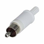 Plug Conector Rca Plastico com Rabicho Branco - Pacote com 10 Peças
