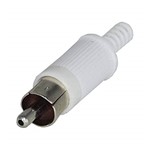 Ficha técnica e caractérísticas do produto Plug Conector RCA Plastico com Rabicho Branco - Pacote com 10 Peças