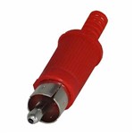 Plug Conector Rca Plastico com Rabicho Vermelho - Pacote com 10 Peças