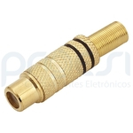 Ficha técnica e caractérísticas do produto Plug Jack 6mm Fêmea RCA Metal Dourado - Preto