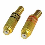Ficha técnica e caractérísticas do produto Plug Jack RCA Fêmea Dourado Preto e Vermelho - Pacote com 10 Peças