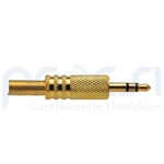 Ficha técnica e caractérísticas do produto Plug P2 Estéreo Metal Dourado com Rabicho