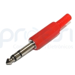 Ficha técnica e caractérísticas do produto Plug P10 Estéreo Plástico - Vermelho