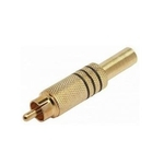 Plug RCA 6mm Metal Dourado/Preto - com Rabicho