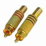 Ficha técnica e caractérísticas do produto Plug RCA Dourado com Rabicho 6mm Preto e Vermelho - Pacote com 10 Peças