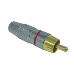 Plug RCA Profissional 6mm Metálico Dourado/Vermelho