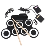 Ficha técnica e caractérísticas do produto Bateria Portable USB Eletrônico Tambor Digital 7 Pads Arregace Kit Drum Set Silicone elétrica Drum Pad com Pedal baquetas Pé