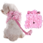 Ficha técnica e caractérísticas do produto HUN Respirável Pink Flowers Pet Harness Strap 3D Leash Conjunto para Gatos Cães