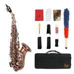 Ficha técnica e caractérísticas do produto LOS S97 Saxofone High Pitch pequeno tubo curvo Estilo Retro Soprano Sax Latão Instrumento Musical com pano de caso