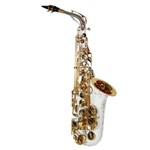 Ficha técnica e caractérísticas do produto Saxofone Alto Jahnke JSAH102 Branco Dourado Mi Bemol