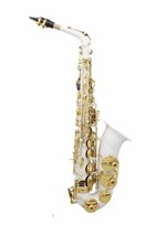 Ficha técnica e caractérísticas do produto Saxofone Alto Mib Branco com Chaves Douradas Halk