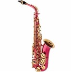 Ficha técnica e caractérísticas do produto Saxofone Alto Mib Vermelho com Chaves Douradas HAL1100R Halk