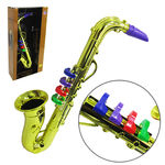 Ficha técnica e caractérísticas do produto Saxofone Infantil Jazz Music Curvo 36cm Na Caixa