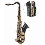 Saxofone Tenor Sib Bb Halk Preto com Chaves Douradas